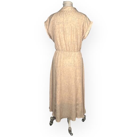 LUCKY BRAND Short Sleeve Midi Shirt Dress Button Front Leopard Coastal Brunch - Picture 9 of 13